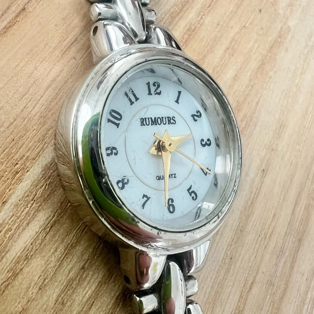 Rumours ladies dainty silver tone bracelet watch NEW BATTERY